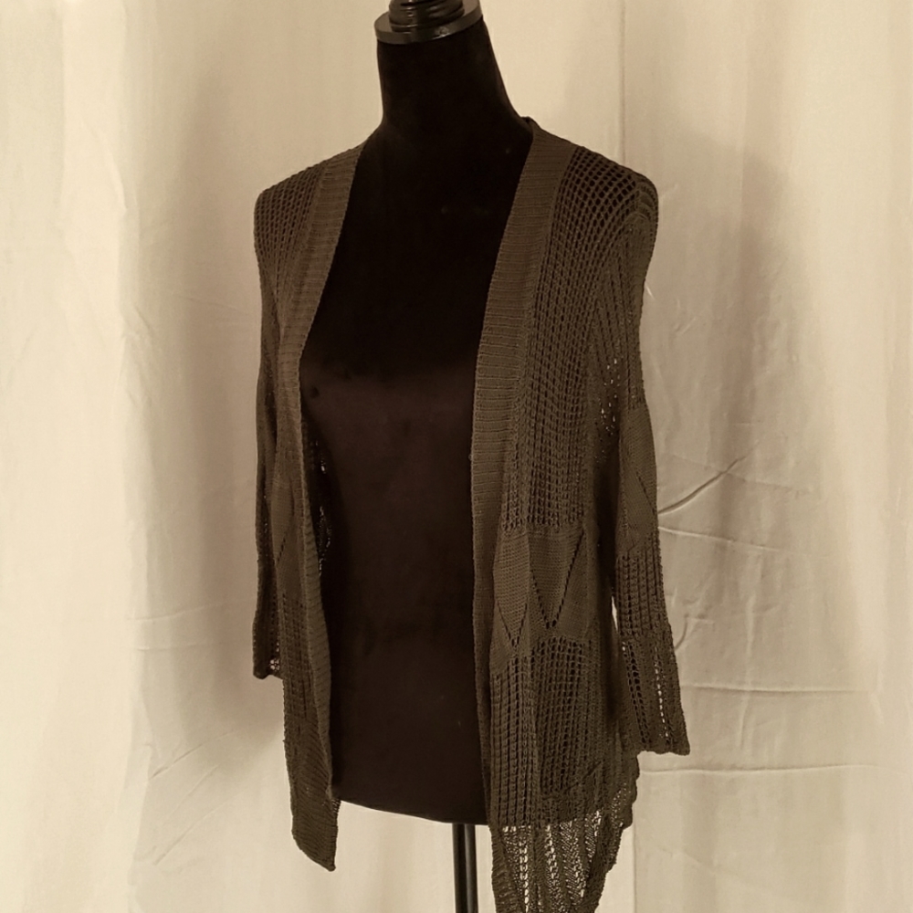 Olive Open Weave Cardi